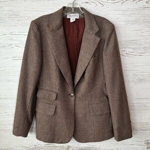 VINTAGE 60s 70s EVAN-PICONE Wool Tweed Plaid Blazer Jacket Union Made in USA